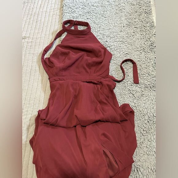 Dessy Collection | STAND COLLAR HALTER MAXI DRESS - Picture 4 of 7